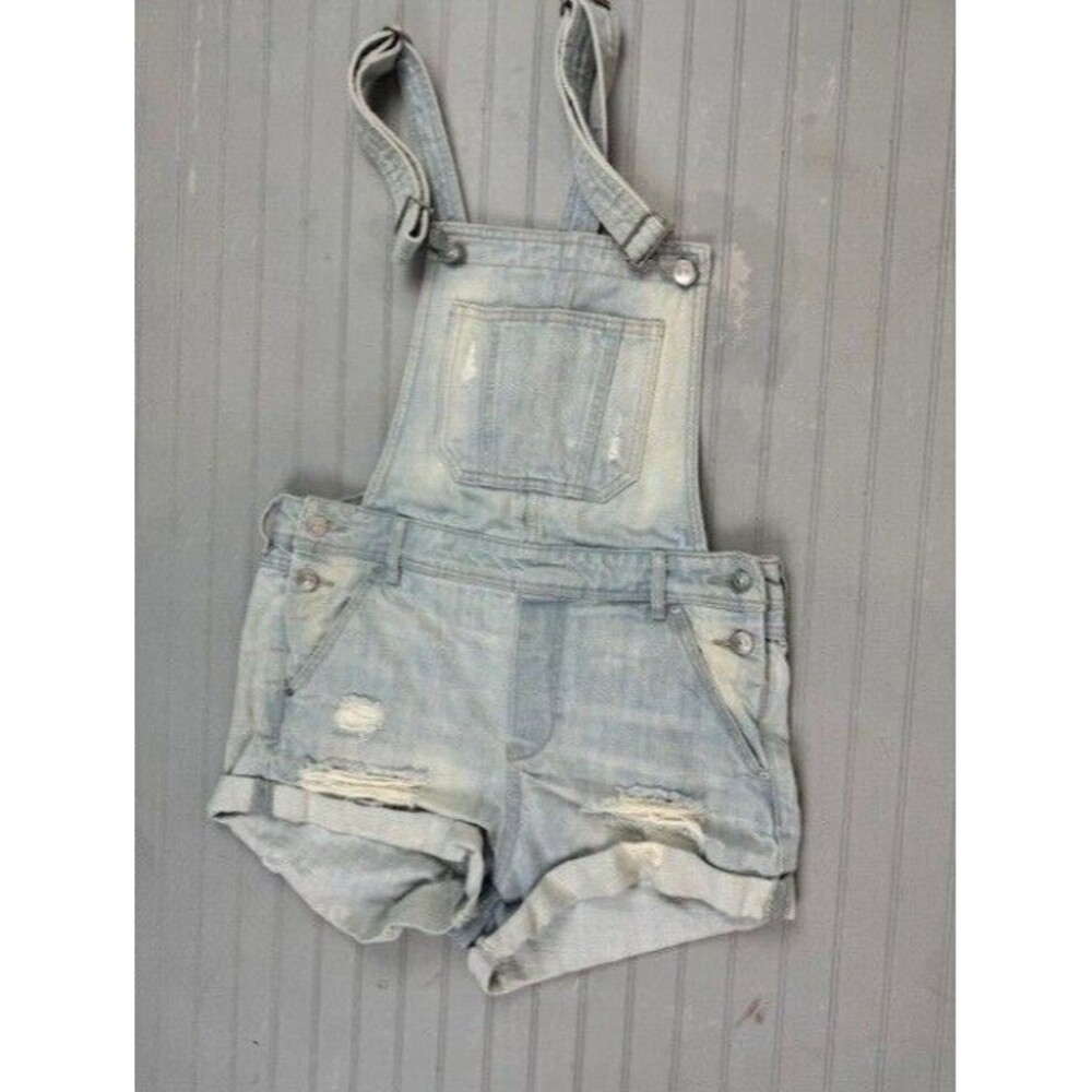 H&M Divided Size 6 Womens Shortalls Distress High Rise Cuff Hem Cotton